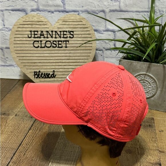 NIKE GOLF PINK W/WHITE SWOOSH UNSTRUCTURED RUNNING LIGHTWEIGHT HAT CAP - Picture 6 of 7